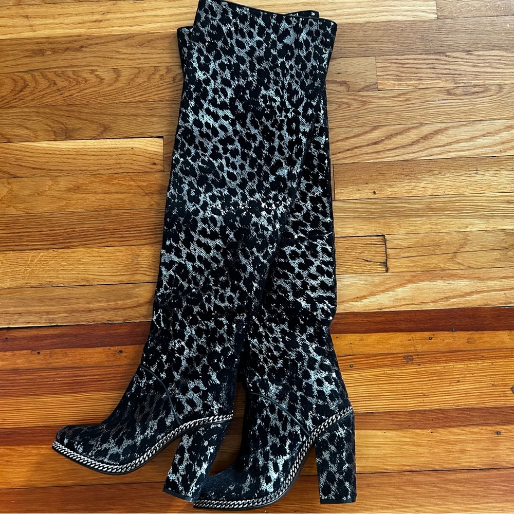 Balmain Black and Silver Textured Boots size 39 NWT